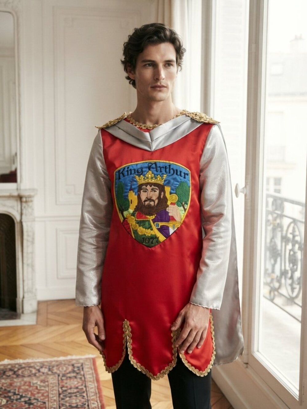 King Arthur Red and Silver Costume Tunic Size Medium